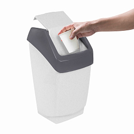 Ведро мусорное М-пластика Хапс 25 л пластик с крышкой серое/чёрное (55x30x28 см)