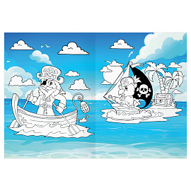 Раскраска с цв. фоном А4, 16 стр., ТРИ СОВЫ "Остров сокровищ