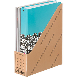 Лоток вертикальный для бумаг 75 мм Attache картонный бурый (4 штуки в упаковке)