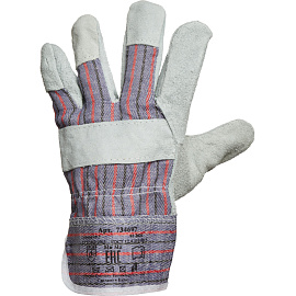 Перчатки рабочие защитные комбинированные со спилковым покрытием (13 класс, универсальный размер)