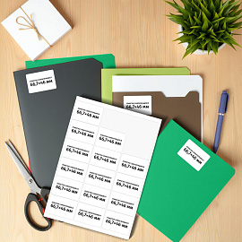 Этикетки самоклеящиеся Комус (ProMega Label) 66,7х46 мм 18 штук на листе белые с закругленными углами (100 листов в упаковке)