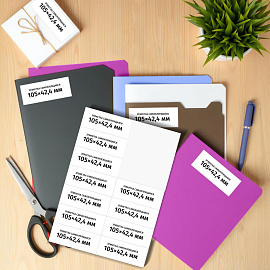 Этикетки самоклеящиеся Комус (ProMega Label) 105х42,4 мм 14 штук на листе белые (100 листов в упаковке)