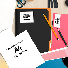 Этикетки самоклеящиеся Комус (ProMega Label) А4 210х297 мм 1 штука на листе белые (100 листов в упаковке)