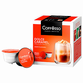 Кофе в капсулах для кофемашин Coffesso Dolce Caramel dolche gusto (16 штук в упаковке)