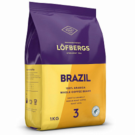 Кофе в зёрнах Lofbergs Brazil арабика 100% 1кг (пакет)