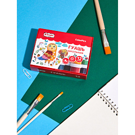 Гуашь Комус Класс (№1 School) ColorPics 12 цветов по 10 мл