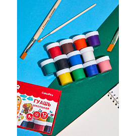 Гуашь Комус Класс (№1 School) ColorPics 12 цветов по 10 мл