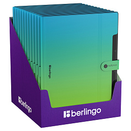 Папка 5 отделений Berlingo "Radiance", А4, 600мкм, на кнопке, голубой/зеленый градиент