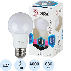 Лампа светодиодная Эра LED A60-11W-840-E27 11 Вт E27 A 4000 К 880 Лм матовая (Б0029821)