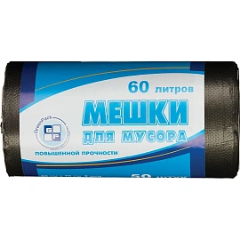 Мешки для мусора Green Pack 60 л чёрные (ПНД 8 мкм, 50 штук)