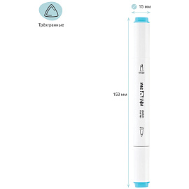 Набор двусторонних маркеров для скетчинга MESHU 06цв., морские цвета, корпус трехгранный, пулевид./клиновид.наконечники, ПВХ-бокс