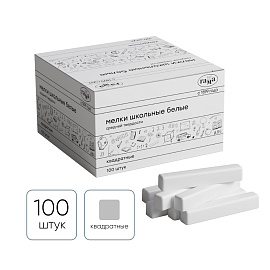 Мелки школьные Гамма, белые, 100шт., средней твердости, квадратные, картонная коробка