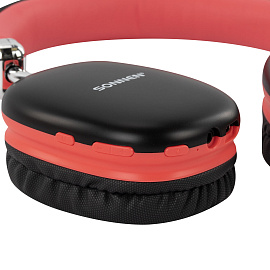 Наушники беспроводные накладные полноразмерные раздвижные мультирежимные, SONNEN HP-B12BR, Bluetooth 5.4, черный/коралловый, 514128