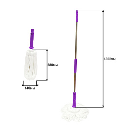 Швабра самоотжимная OfficeClean Professional, телеск. ручка 120см, насадка МОП микрофибра 38см