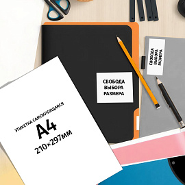 Этикетки самоклеящиеся универсальные Комус (ProMega Label) А4 210х297 мм 1 штука на листе белые (25 листов в упаковке)