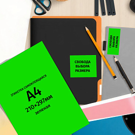 Этикетки самоклеящиеся Комус (ProMega Label) зеленые 210х297 мм (1 штука на листе A4, 25 листов в упаковке)