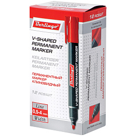 Маркер перманентный Berlingo "Multiline PE400" красный, скошенный, 0,5-4мм фото Маркер перманентный Berlingo "Multiline PE400" красный, скошенный, 0,5-4мм