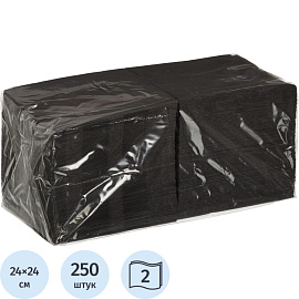 Салфетки бумажные 24x24 см черные 2-слойные 250 штук в упаковке