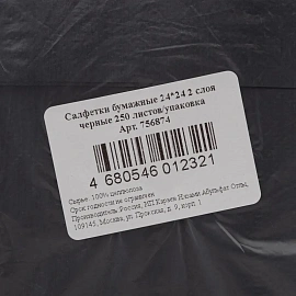 Салфетки бумажные 2-слойные 24x24 см чёрные (250 листов в пачке)