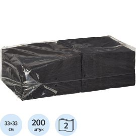 Салфетки бумажные 33x33 см черные 2-слойные 200 штук в упаковке