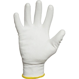 Перчатки рабочие защитные нейлоновые с полиуретановым покрытием белые (13 класс, размер 9 (L))