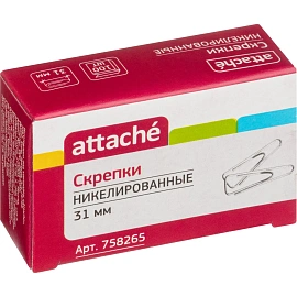 Скрепки канцелярские 31 мм Attache металлические никелированные (100 штук в упаковке)