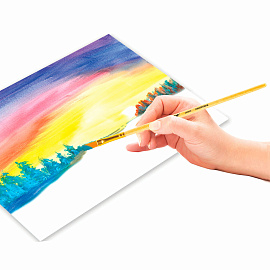 Кисть ПИФАГОР, СИНТЕТИКА, плоская, № 6, деревянная лакированная ручка, с колпачком, пакет с подвесом, 200859