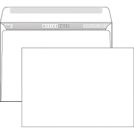 Конверт OfficePost C4 90 г/кв.м белый декстрин с внутренней запечаткой (50 штук в упаковке)
