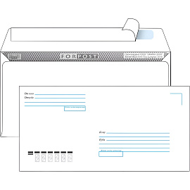 Конверт ForPost Е65 80 г/кв.м Куда-Кому белый стрип с внутренней запечаткой (100 штук в упаковке) фото Конверт ForPost Е65 80 г/кв.м Куда-Кому белый стрип с внутренней запечаткой (100 штук в упаковке)