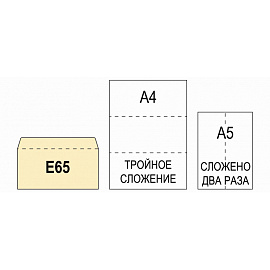 Конверт ForPost Е65 80 г/кв.м Куда-Кому белый стрип с внутренней запечаткой (1000 штук в упаковке)