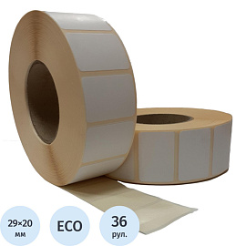 Термоэтикетки 29х20 мм ЭКО (диаметр втулки 40 мм, 36 рулонов по 2000 этикеток)