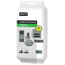 Салфетки влажные универсальные Luscan с антистатическим эффектом (50 штук в пакете с клеевым клапаном)