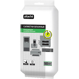 Салфетки влажные универсальные Luscan с антистатическим эффектом (50 штук в пакете с клеевым клапаном)