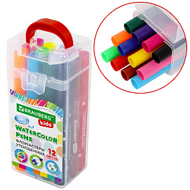 Фломастеры в суперкейсе утолщенные 12 цветов, вентилируемый колпачок, BRAUBERG KIDS, 152187 фото Фломастеры в суперкейсе утолщенные 12 цветов, вентилируемый колпачок, BRAUBERG KIDS, 152187