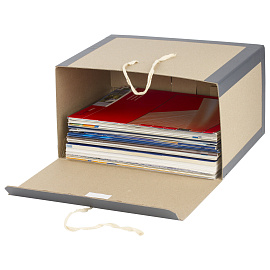 Короб архивный 180х240х330 мм, переплетный картон/бумвинил, завязки, до 1700 л., STAFF, 112160