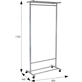 Вешалка напольная М 9 на 12 персон колесные опоры металлик