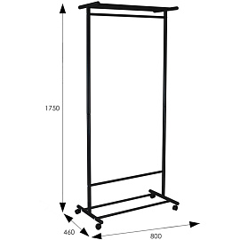Вешалка напольная М 9 на 12 персон колесные опоры черная