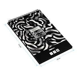 Скетчбук 40л., А5 ArtSpace "Black line. Strokes", на гребне, черный блок, 120г/м2