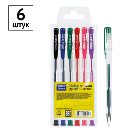 Набор гелевых ручек OfficeSpace 06цв., 1,0мм, европодвес фото Набор гелевых ручек OfficeSpace 06цв., 1,0мм, европодвес