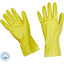 Перчатки латексные Эконом с хлопковым напылением жёлтые (размер 10, XL)