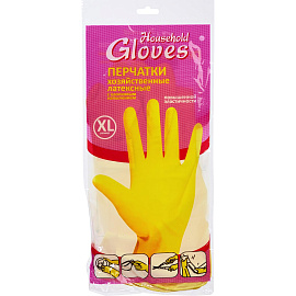 Перчатки латексные Эконом с хлопковым напылением жёлтые (размер 10, XL)