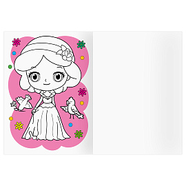 Раскраска с цв. фоном А4, 16 стр., ТРИ СОВЫ "Сказочные принцессы