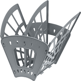 Лоток для бумаг веерный СТАММ "Эконом", 3-х секционный, серый