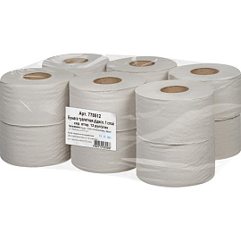 Бумага туалетная рулонная T2 1-слойная серая 12 рулонов по 140 метров (Т-0024)