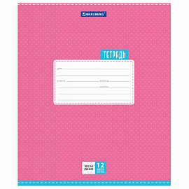 Тетрадь 12 л. BRAUBERG, косая линия, обложка картон, ТОЧКИ, 103033