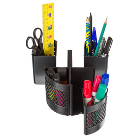 Подставка-органайзер для канцелярских принадлежностей Attache Квартет от 4 до 8 отделений черная 11x12.5x12.5 см вращающаяся