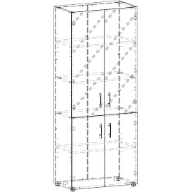 Шкаф для документов Yalta LT-ST 1.2 со стеклом (вяз благородный, 800х450х1987 мм)