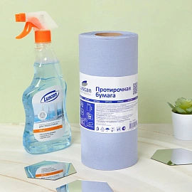 Бумага протирочная в рулонe Luscan Professional W1 200 листов 24.5x26 см голубая 2-слойная