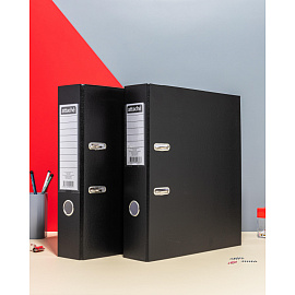 Папка-регистратор Attache 75 мм чёрная бумвинил/бумага с защитным уголком