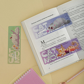 Закладки для книг, 3шт., 135*45мм, MESHU "Сat moment